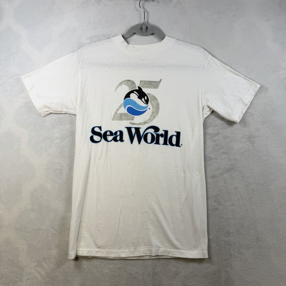 Vintage 1989 Sea World 25th Anniversary Shamu Promo Shirt White Medium USA